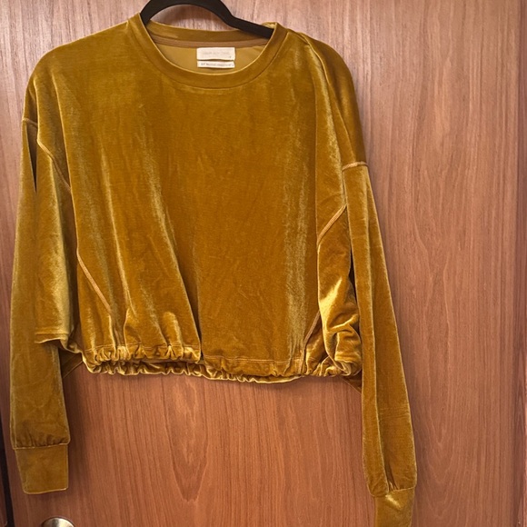 Urban Outfitters Tops - Urban Outfitters Mustard Velvet Hoodie